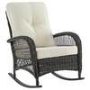 Manhattan Comfort Furttuo Steel Rattan Outdoor Rocking Chair with Cushions in Cream OD-CV017-CR